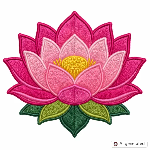 Diseño de tatuaje de Flor de loto en estilo Bordado