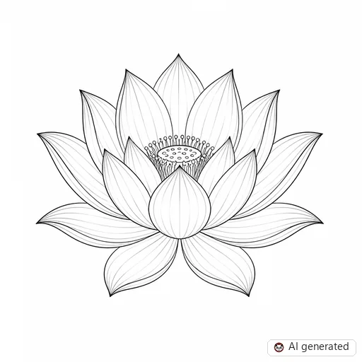 Lotus flower tattoo design in Fine-Line style