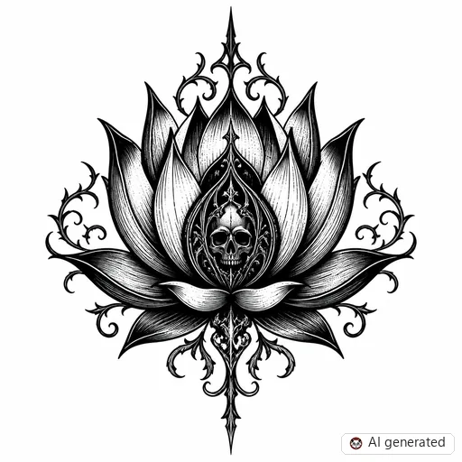 Disegno di tatuaggio Fiore di loto in stile Gothic