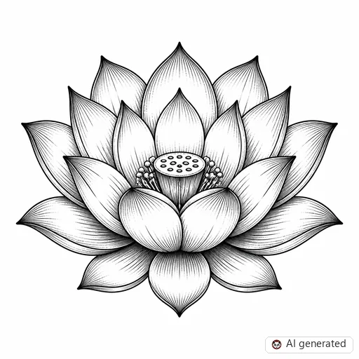 Lotus flower tattoo design in Illustrative style