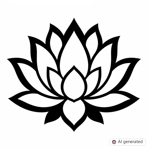 Lotusblüte-Tattoo-Entwurf im Stil Negative Space