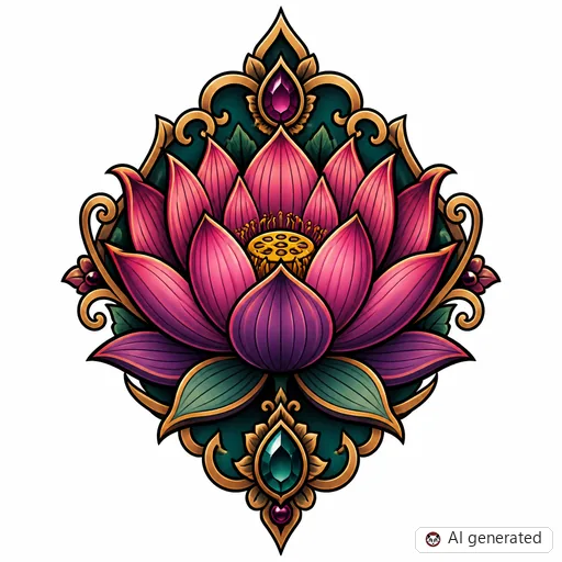 Lotusblüte-Tattoo-Entwurf im Stil Neo-Traditional