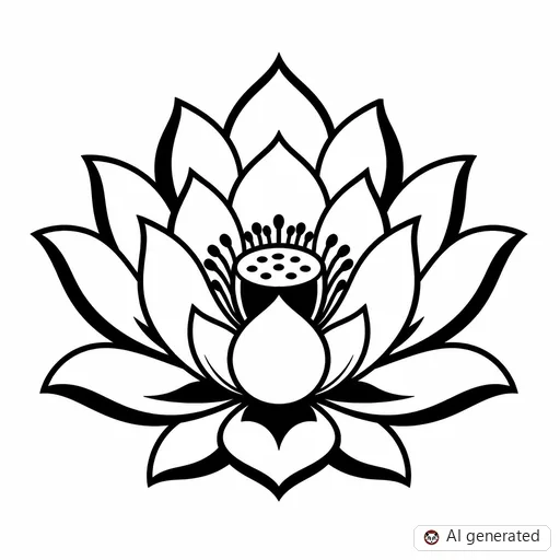 Lotus flower tattoo design in Traditional style