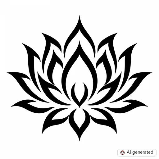 Lotus flower tattoo design in Tribal style