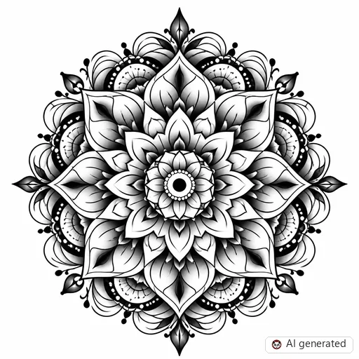 Mandala tattoo design in Black & Grey style