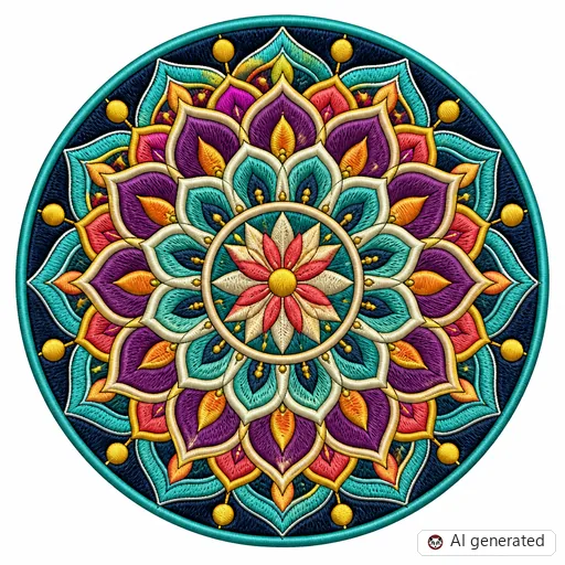 Diseño de tatuaje de Mandala en estilo Bordado