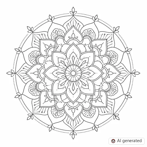 Mandala tattoo design in Fine-Line style