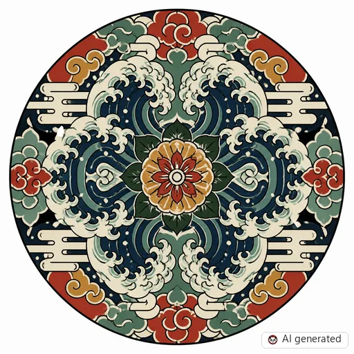 Mandala-Tattoo-Entwurf im Stil Japanisch (Irezumi)