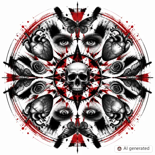 Mandala tattoo design in Trash Polka style
