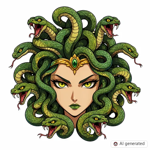 Medusa-Tattoo-Entwurf im Stil Anime