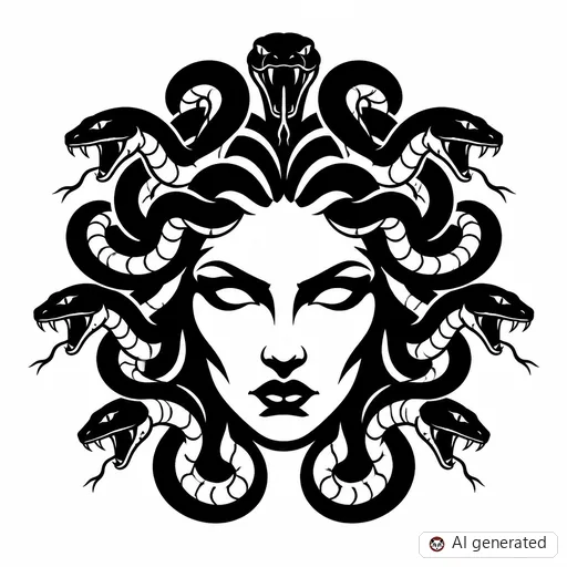 Medusa tattoo design in Blackwork style