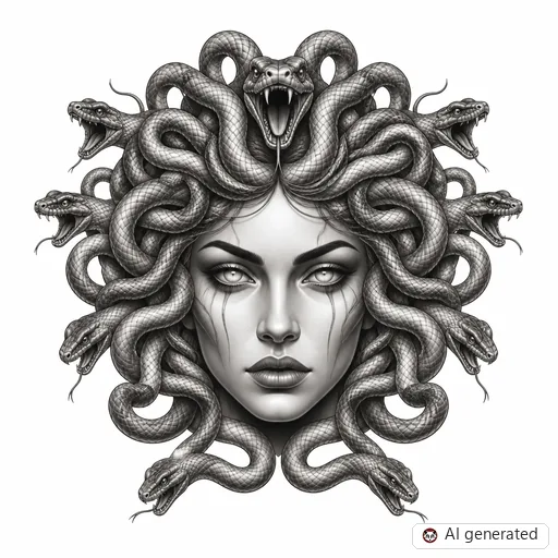 Medusa-Tattoo-Entwurf im Stil Chicano