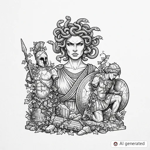 Diseño de tatuaje de Medusa en estilo Illustrative