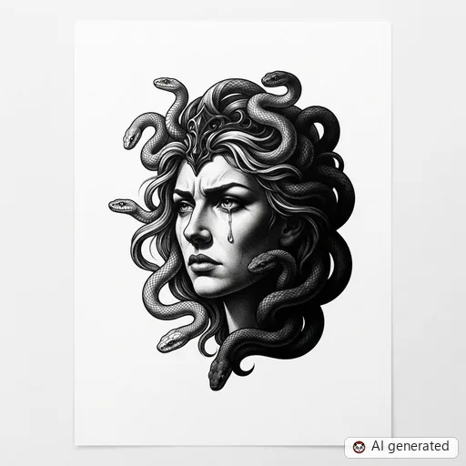 Diseño de tatuaje de Medusa en estilo Realism