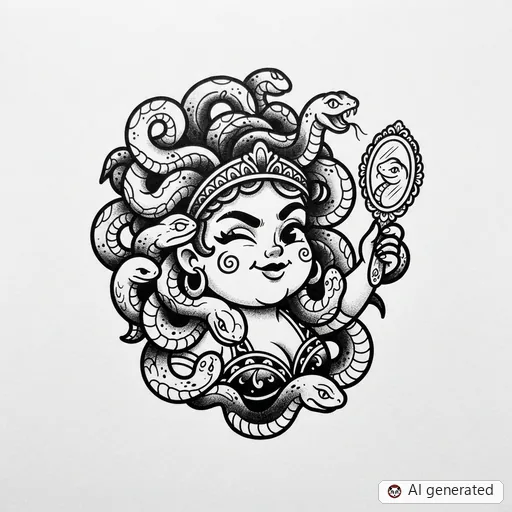 Diseño de tatuaje de Medusa en estilo New School