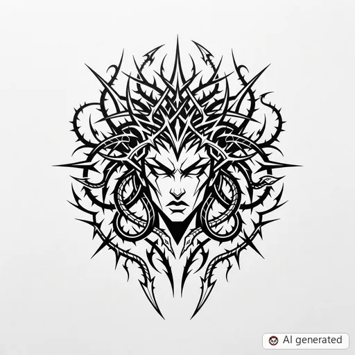 Diseño de tatuaje de Medusa en estilo Cybersigilism