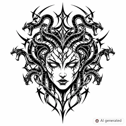 Medusa-Tattoo-Entwurf im Stil Cybersigilism