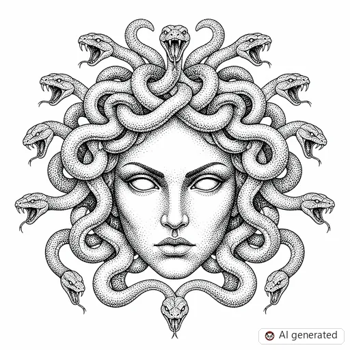 Medusa tattoo design in Dotwork style