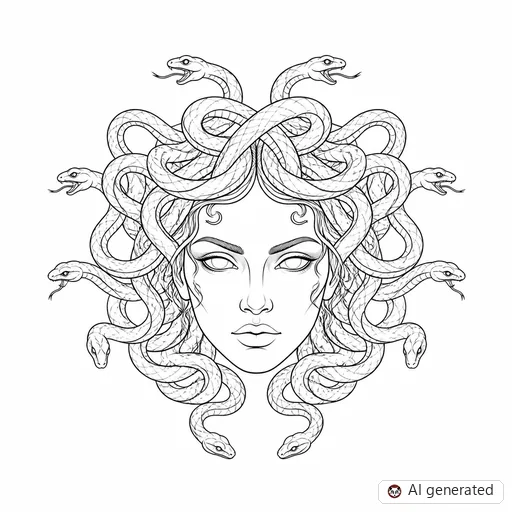 Medusa-Tattoo-Entwurf im Stil Fine-Line