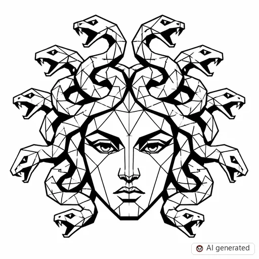 Medusa-Tattoo-Entwurf im Stil Geometric