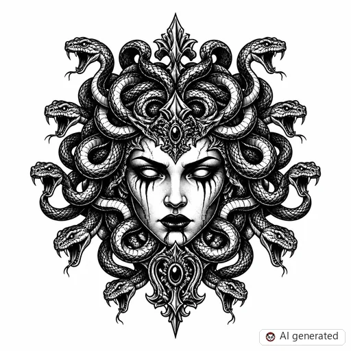 Disegno di tatuaggio Medusa in stile Gothic