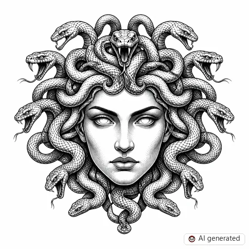 Medusa-Tattoo-Entwurf im Stil Illustrative