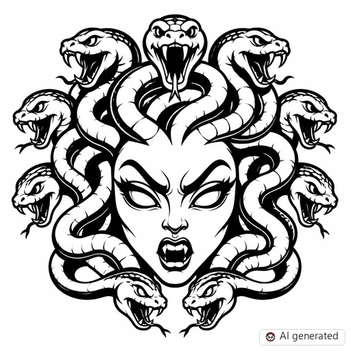 Medusa-Tattoo-Entwurf im Stil New School