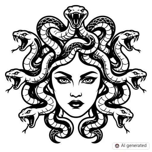 Medusa-Tattoo-Entwurf im Stil Traditional