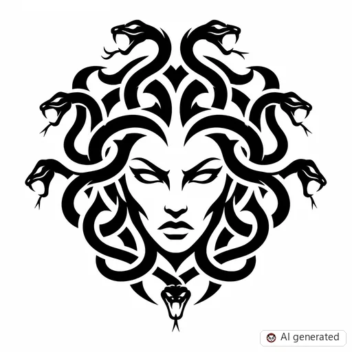 Medusa-Tattoo-Entwurf im Stil Tribal