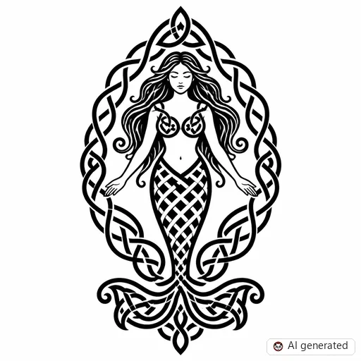 Disegno di tatuaggio Sirena in stile Celtico