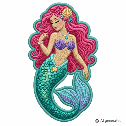 Diseño de tatuaje de Sirena en estilo Bordado