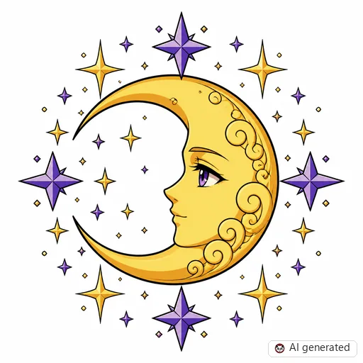 Mond-Tattoo-Entwurf im Stil Anime
