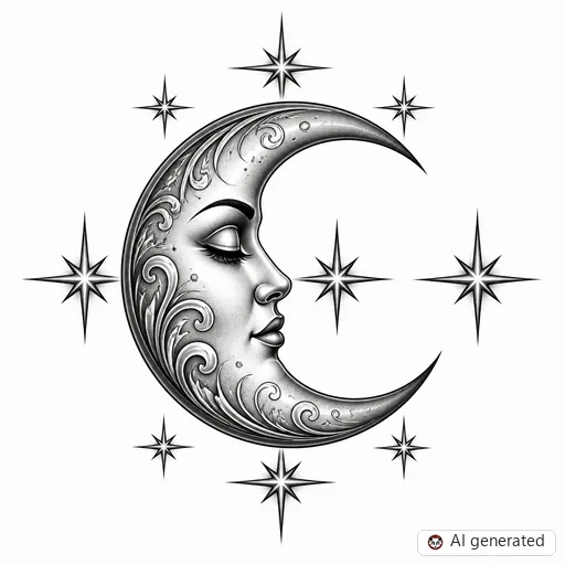 Mond-Tattoo-Entwurf im Stil Chicano