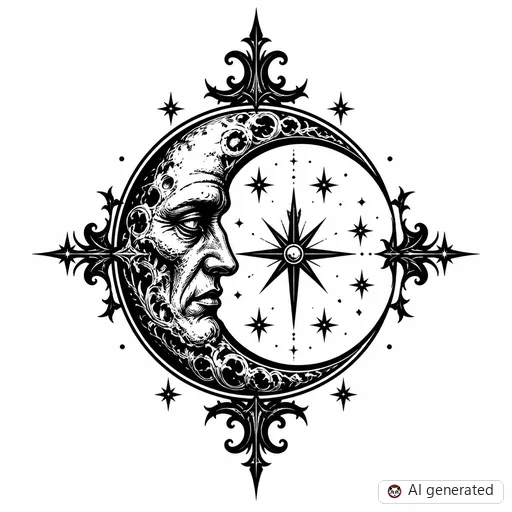Disegno di tatuaggio Luna in stile Gothic