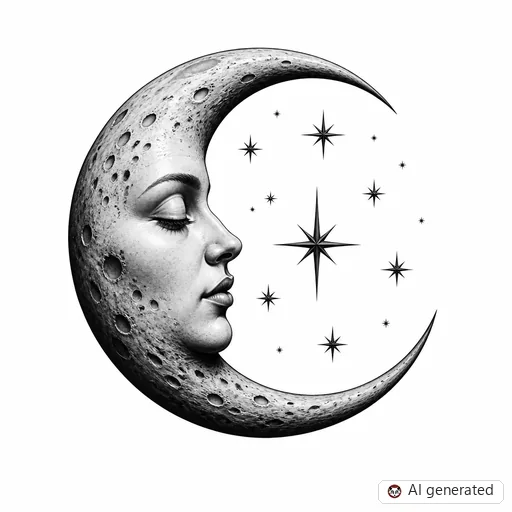Moon tattoo design in Realism style