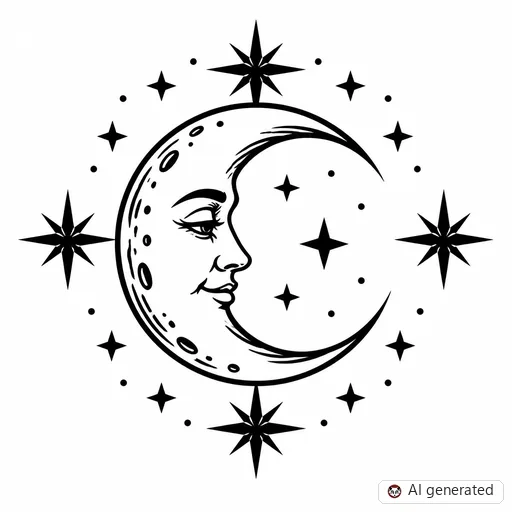 Moon tattoo design in Traditional style
