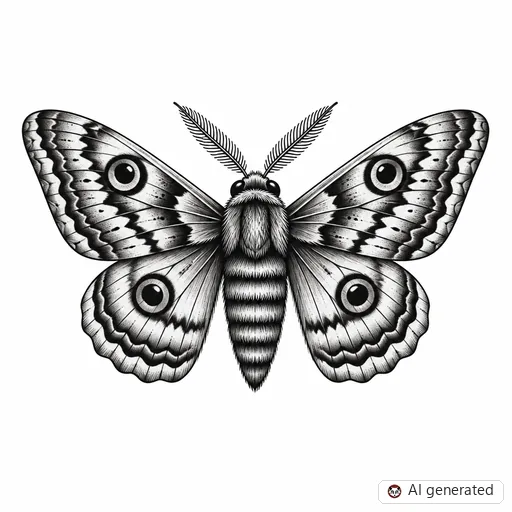 Moth tattoo design in Black & Grey style
