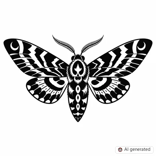 Moth tattoo design in Blackwork style
