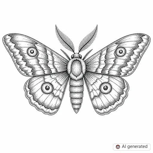 Moth tattoo design in Dotwork style