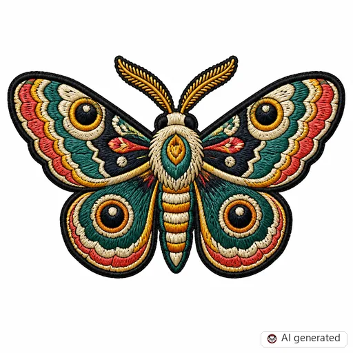 Diseño de tatuaje de Polilla en estilo Bordado