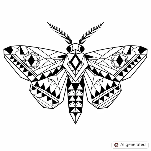 Moth tattoo design in Geometric style