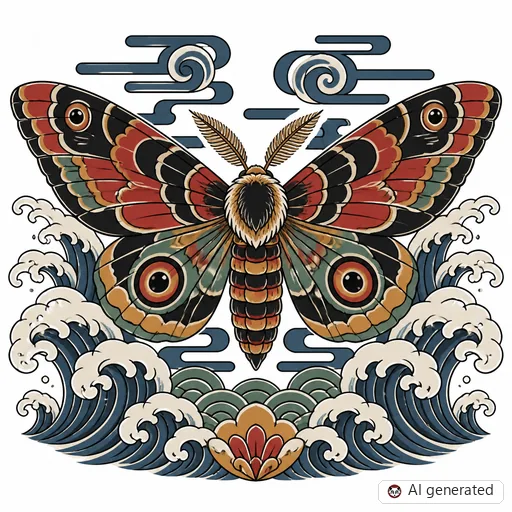 Motte-Tattoo-Entwurf im Stil Japanisch (Irezumi)