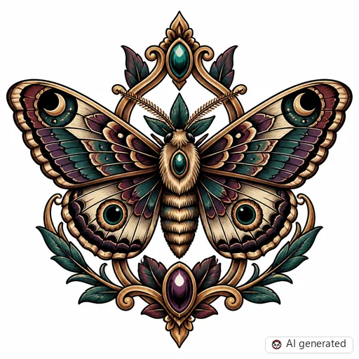 Motte-Tattoo-Entwurf im Stil Neo-Traditional