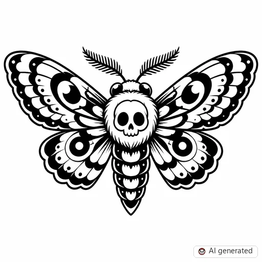 Moth tattoo design in New School style