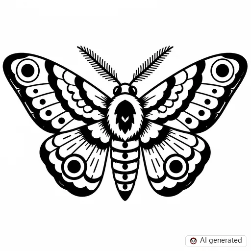 Moth tattoo design in Traditional style