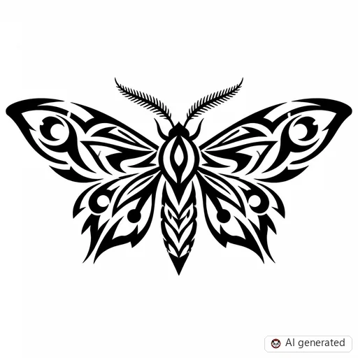 Moth tattoo design in Tribal style