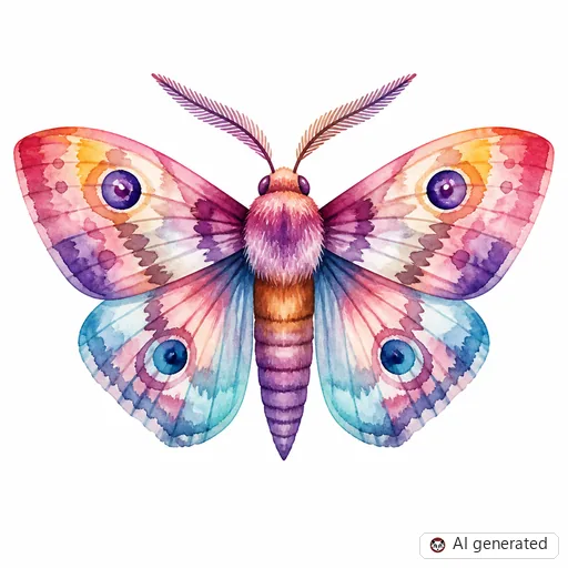 Moth tattoo design in Watercolor style