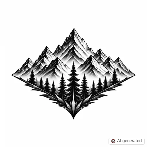 Mountain tattoo design in Black & Grey style