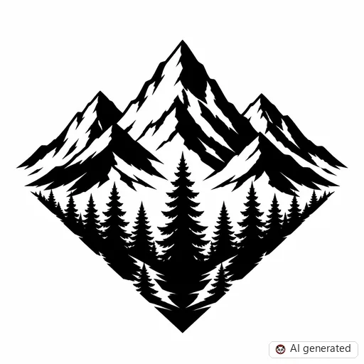 Mountain tattoo design in Blackwork style