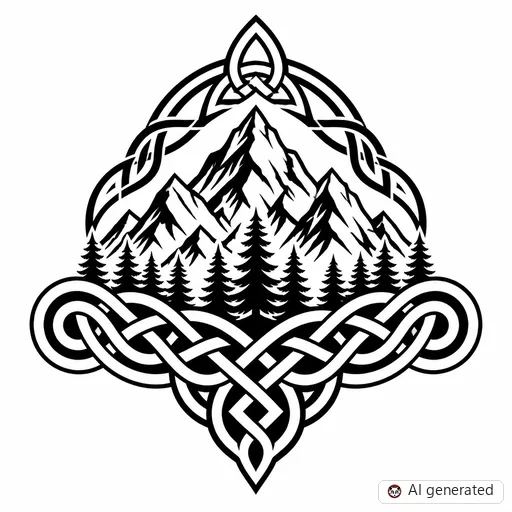 Disegno di tatuaggio Montagna in stile Celtico